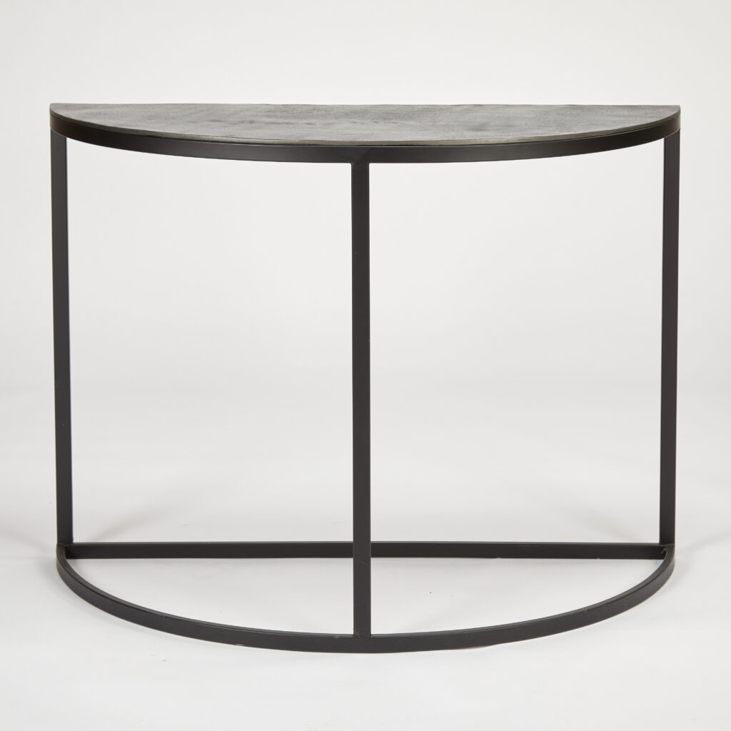 Curved Console Table | Raw Lead Finish with Black Metal