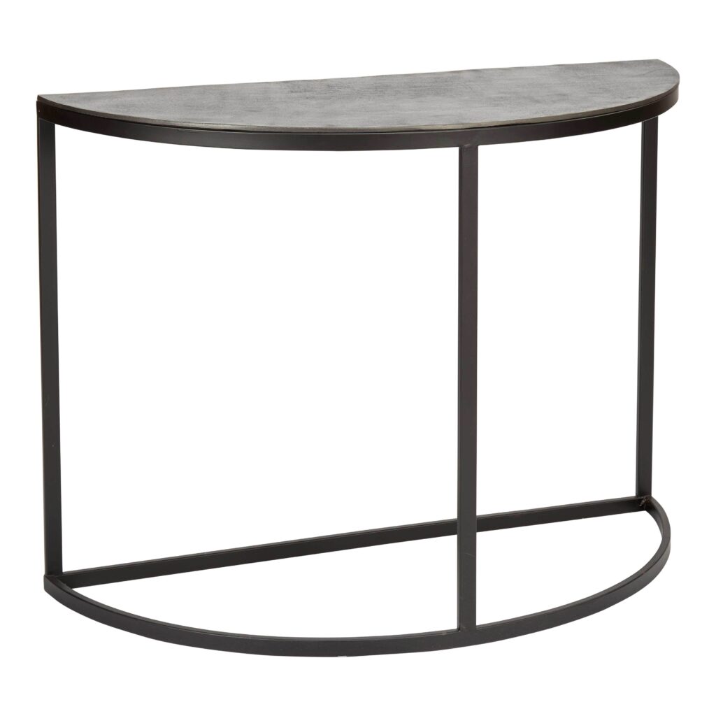 Curved Console Table | Raw Lead Finish with Black Metal
