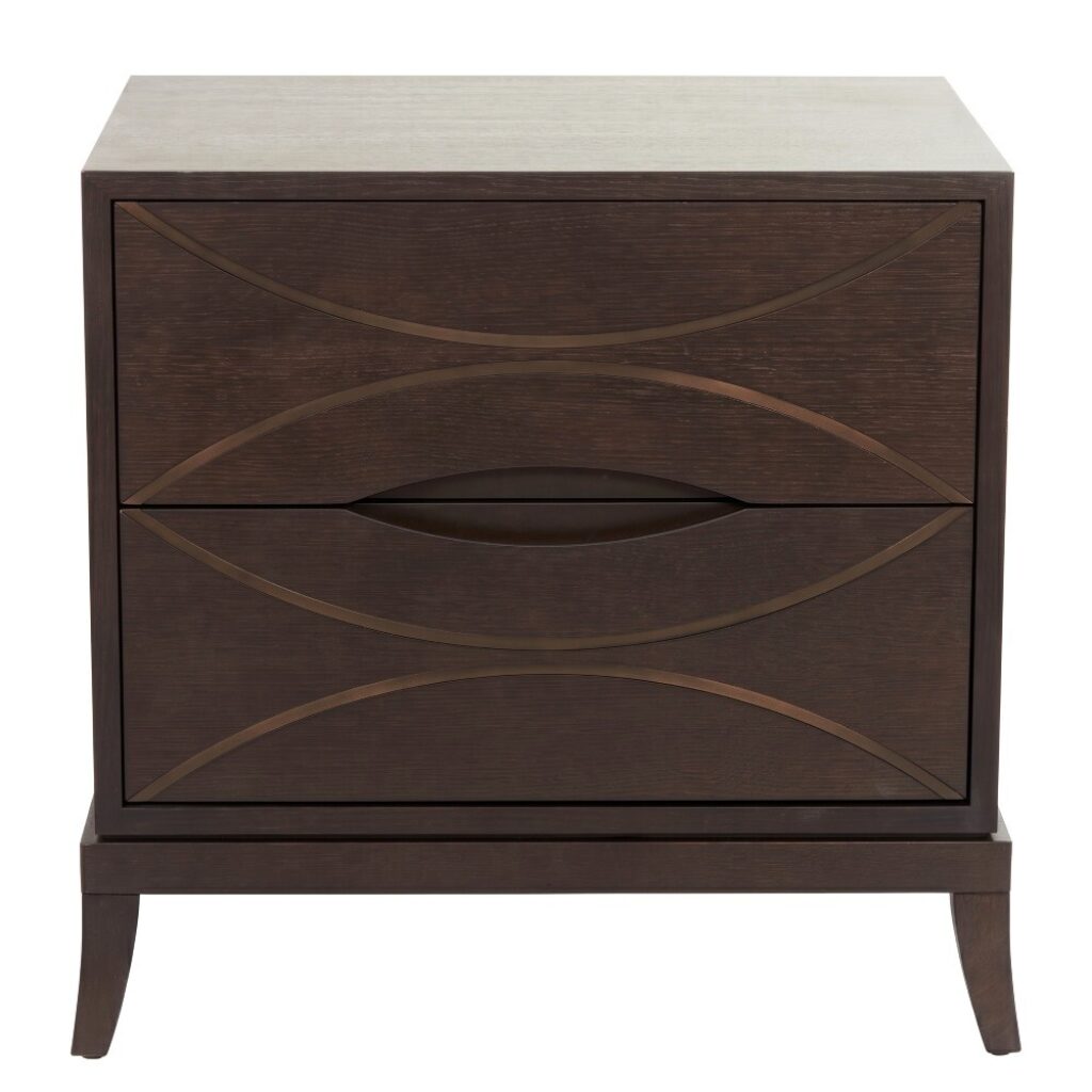 Blantyre Bedside | Mocha Oak with Bronze Trim