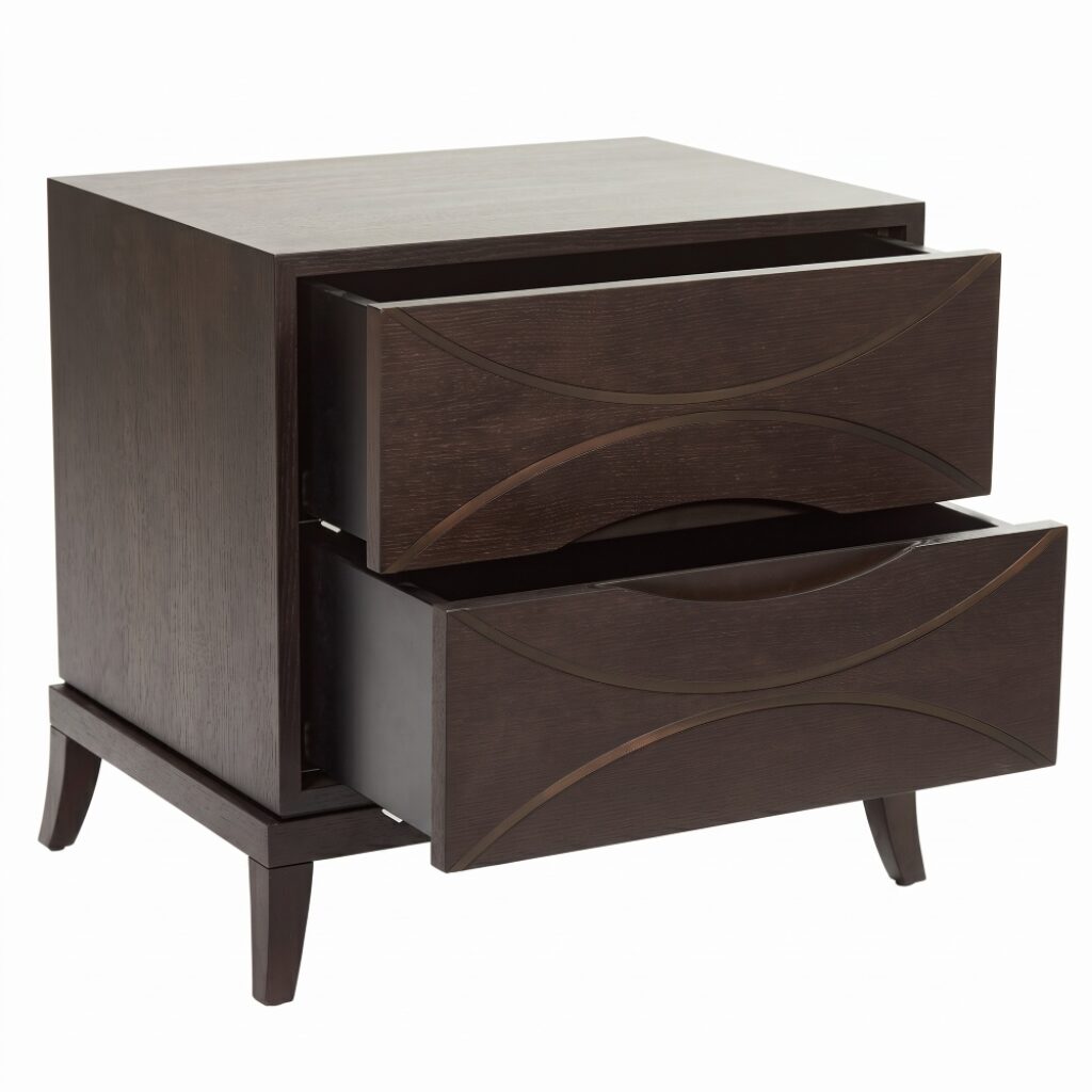 Blantyre Bedside | Mocha Oak with Bronze Trim
