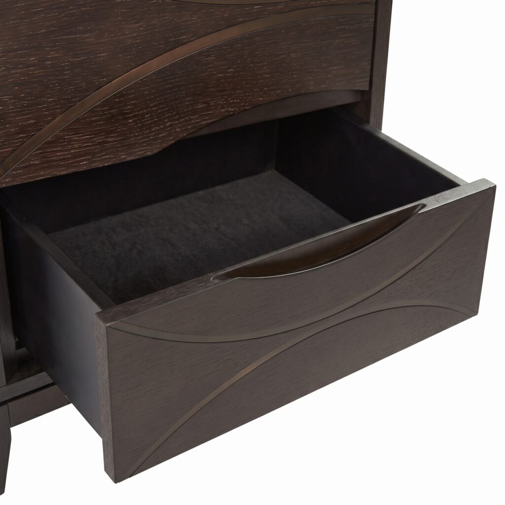 Blantyre Bedside | Mocha Oak with Bronze Trim