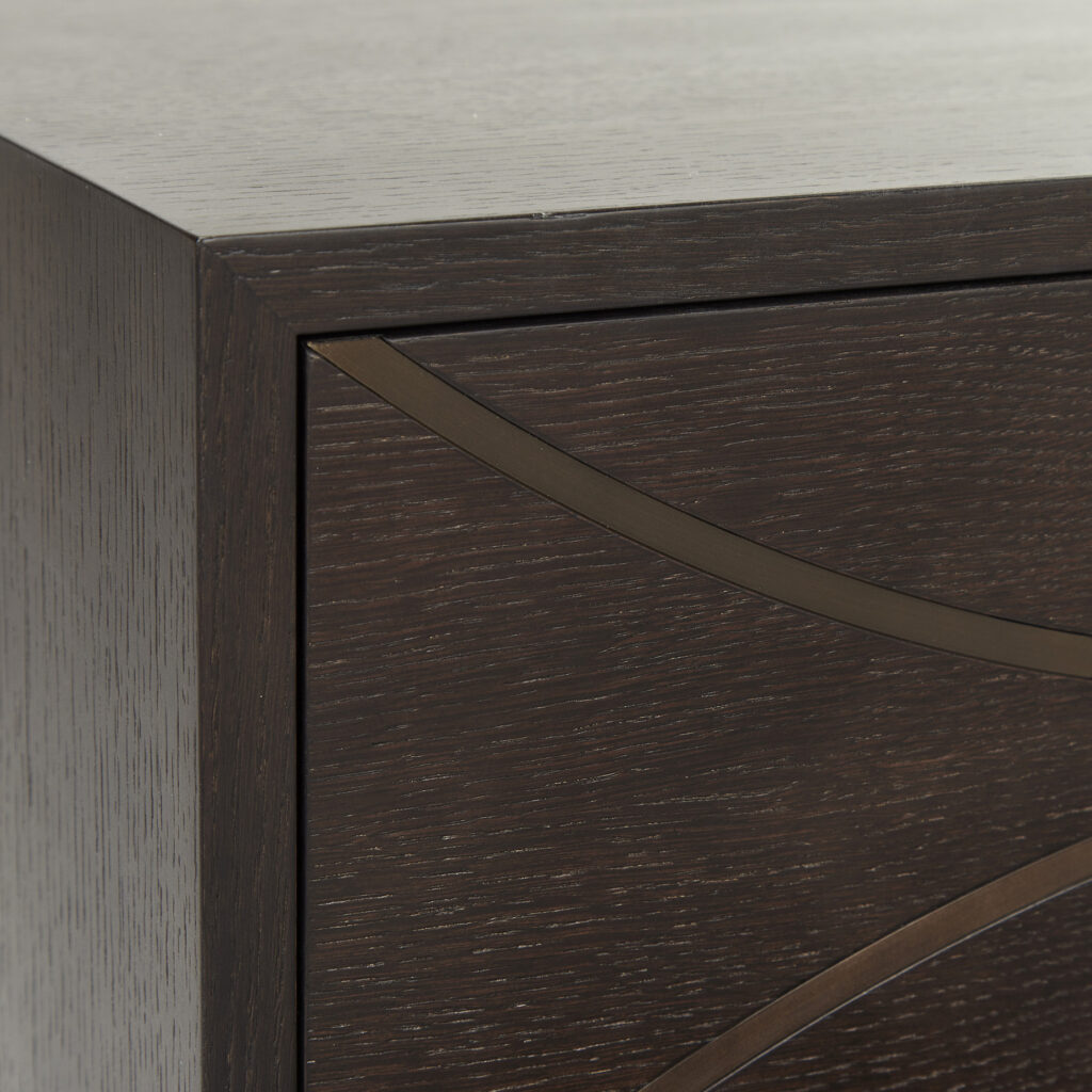 Blantyre Bedside | Mocha Oak with Bronze Trim