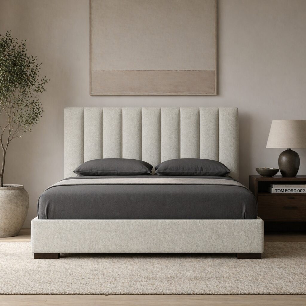 Vertical Channelled Upholstered Bed