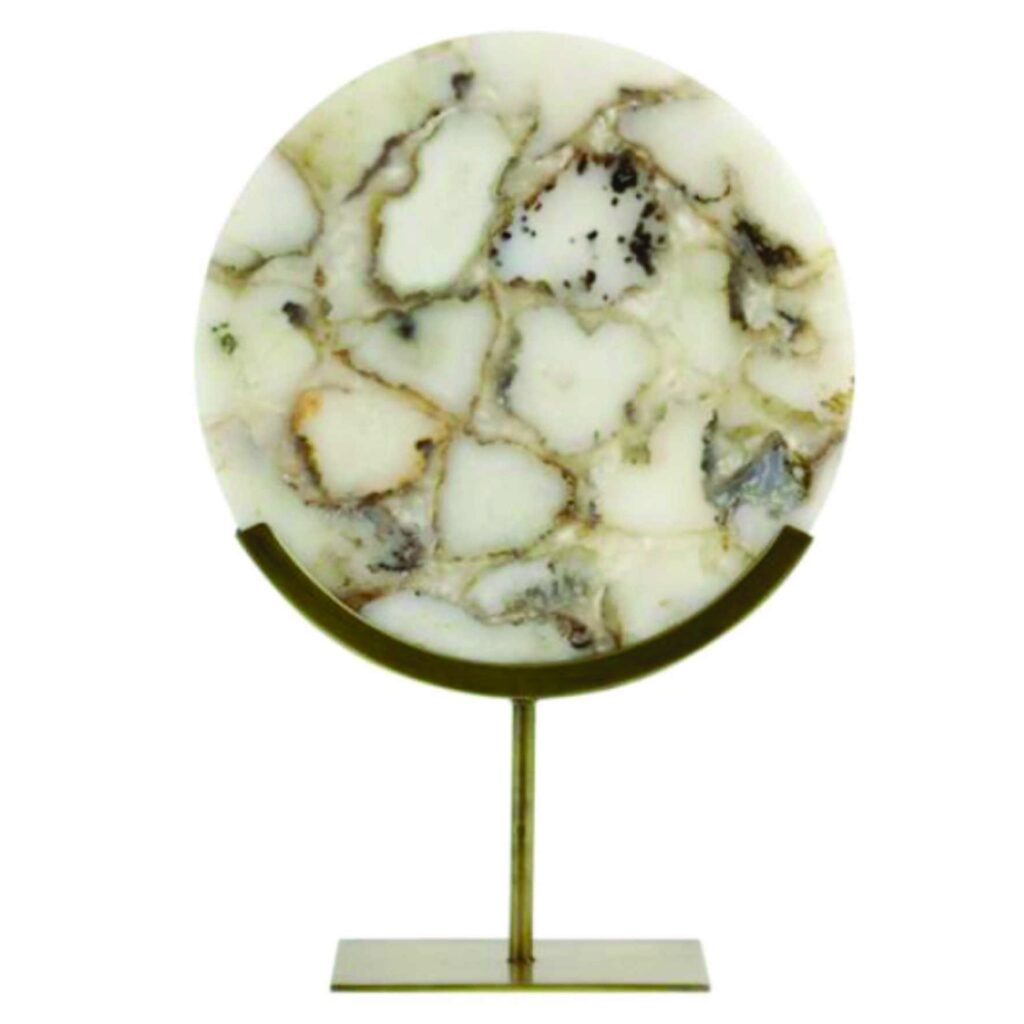 Gaia Ornament on Stand | Grey Agate Large