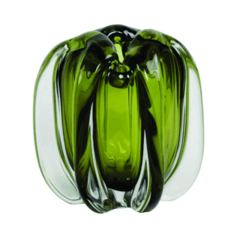Murela Glass Vase | Olive Green 160mm