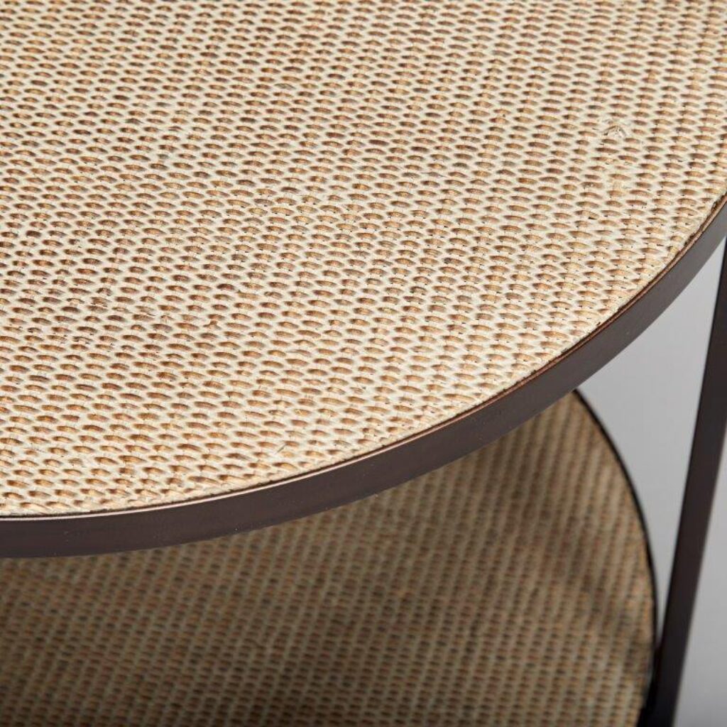 Bronson Side Table | Bronze and Rattan
