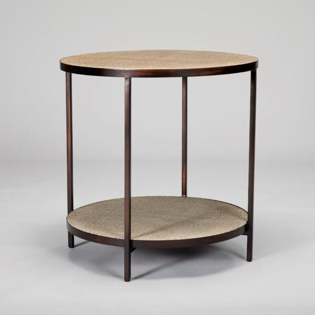 Bronson Side Table | Bronze and Rattan