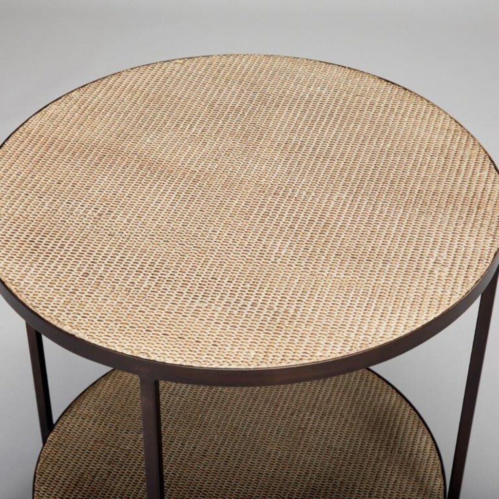 Bronson Side Table | Bronze and Rattan