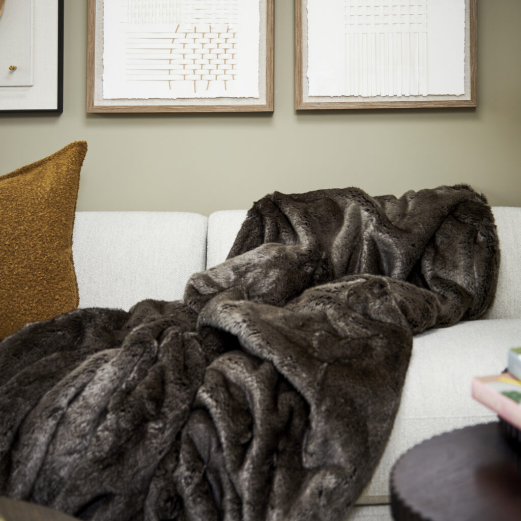 Faux Fur Throw | Sable lined Harris