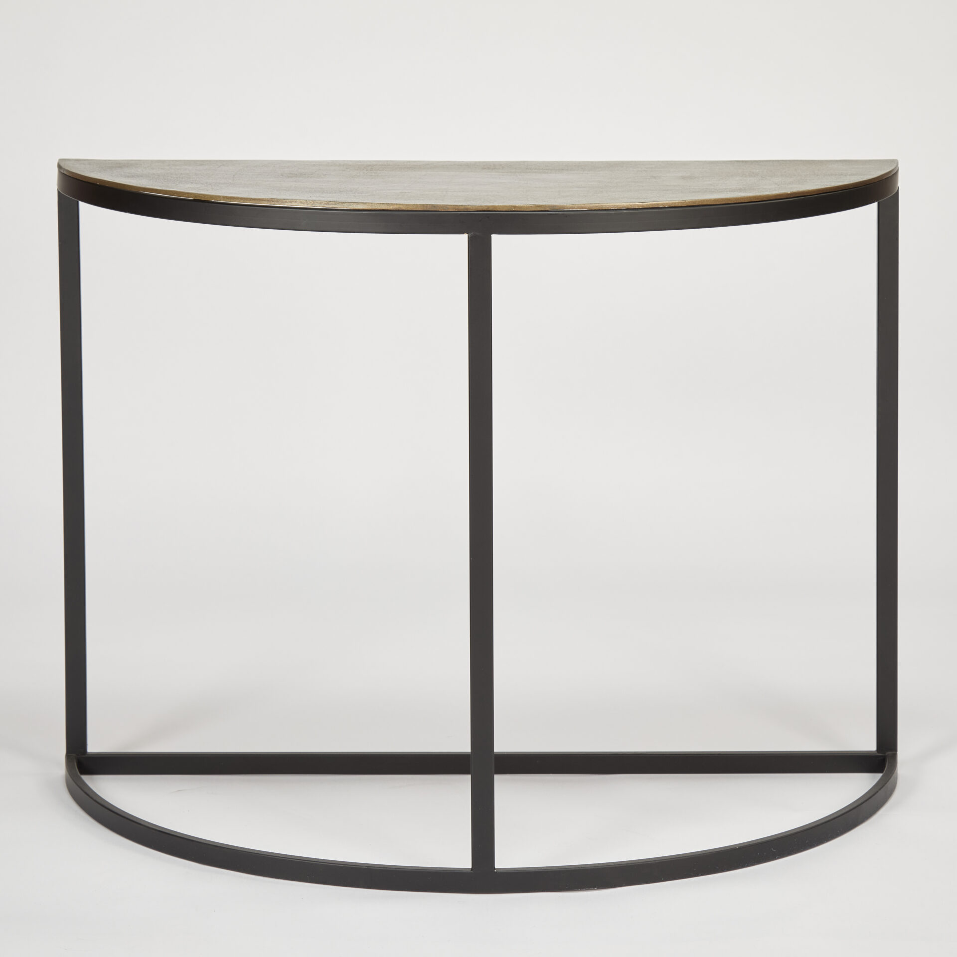 Curved Console Table | Antique Brass Finish with Black Metal