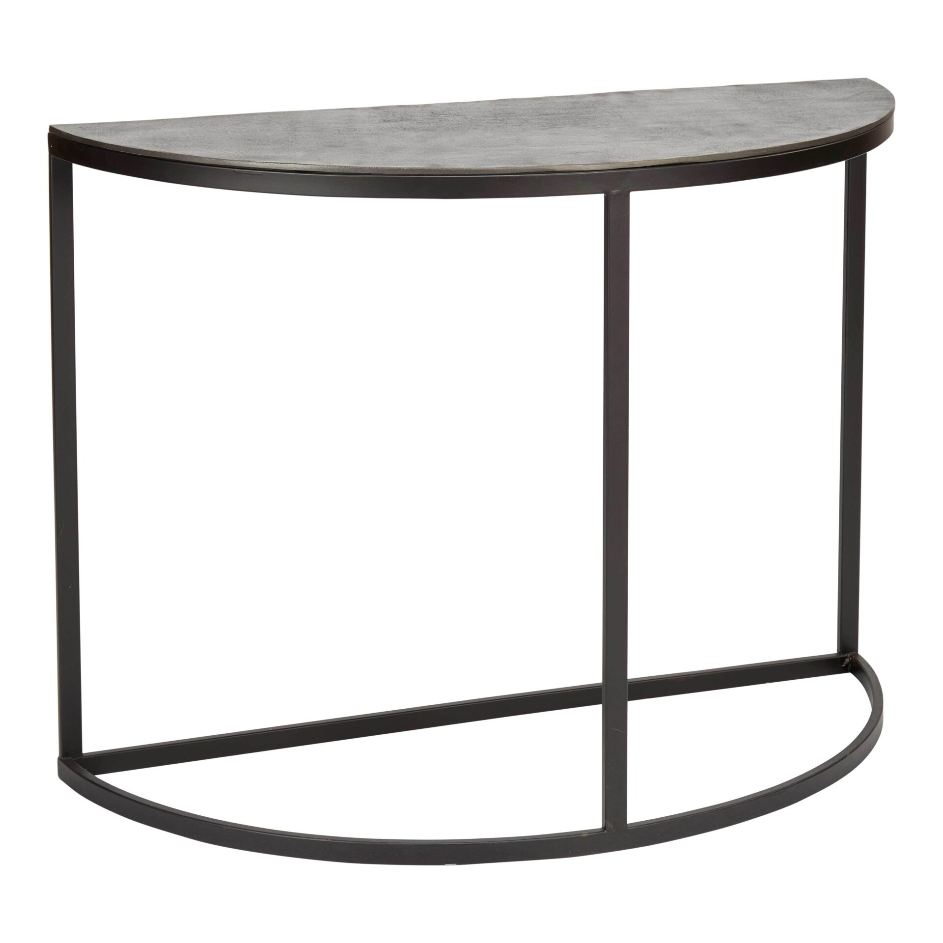 Curved Console Table | Raw Lead Finish with Black Metal