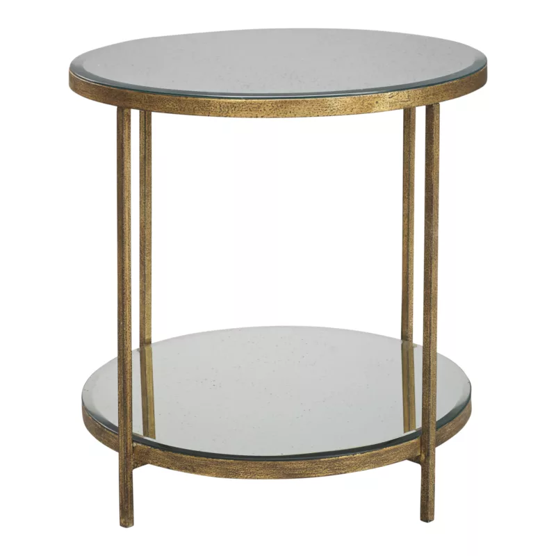 Bronson Side Table | Or and Antique Mirror
