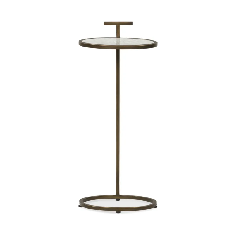Cocktail Side Table | Round with Bronze and Anitique Mirror