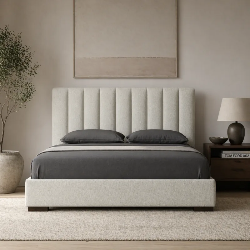 Vertical Channelled Upholstered Bed