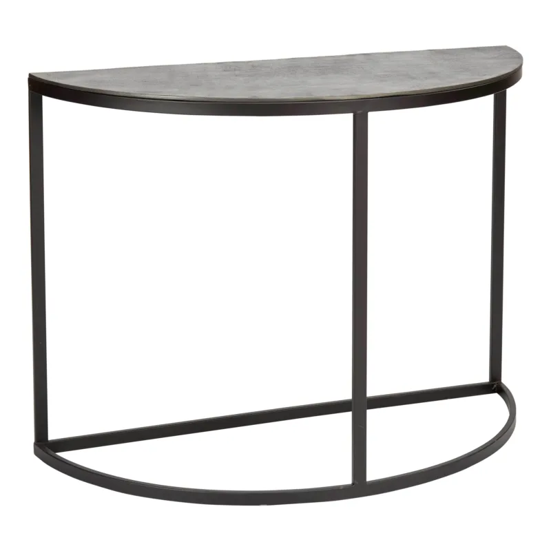 Curved Console Table | Raw Lead Finish with Black Metal