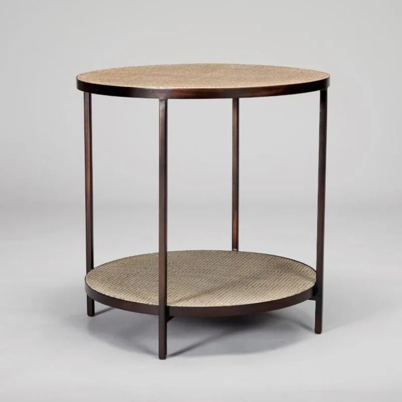 Bronson Side Table | Bronze and Rattan
